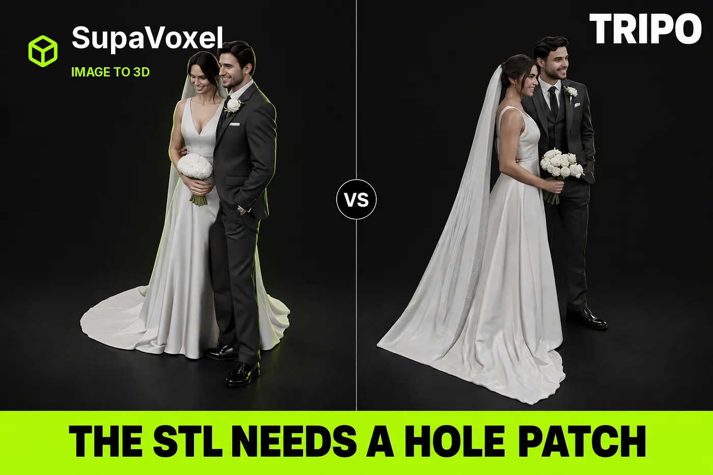 I gave one wedding photo to two image-to-3D products on the same day, exported STL from both, and measured…